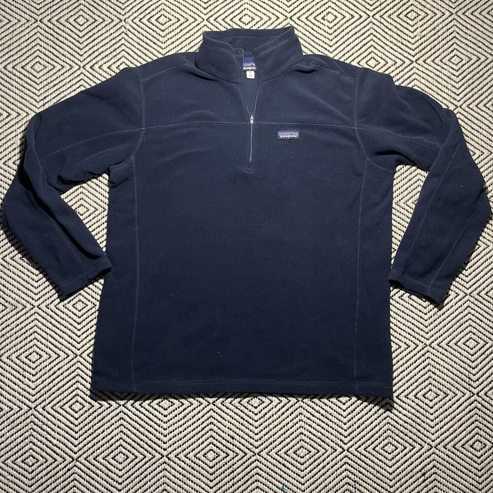 Patagonia Men’s Micro Fleece Pullover Navy Blue Size XL Quarter Zip Lightweight